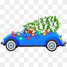 Tree, Christmas, Rudolph , Reindeer, Ligths, Blue Car - Free Clip Art Christmas Car, HD Png Download - car png hd
