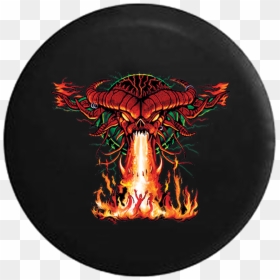 Fire Breathing Dragon Demon Jeep Camper Spare Tire - Circle, HD Png Download - breathing fire png