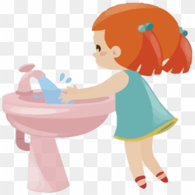 Clipart Girl Washing Hands - Girl Washing Hands Clipart, HD Png Download - washing hands png