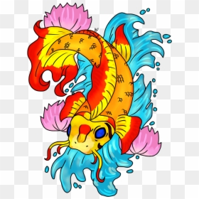 Cartoon, HD Png Download - koi fish tattoo png