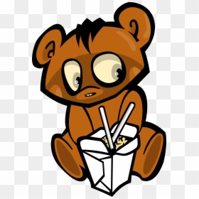 Transparent Chopstick Clipart - Bear Eating Chinese Food, HD Png Download - eating clipart png