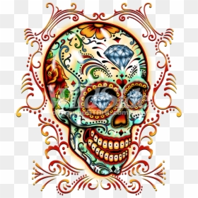 Sugar Skull With Pinstripes - Calaveras Con Ojos De Diamante, HD Png Download - pinstripes png
