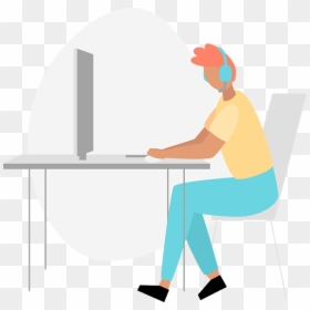 Sitting, HD Png Download - person at desk png