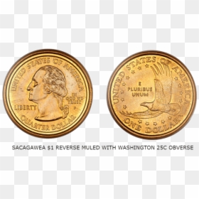 Sacagawea $1 Reverse Muled With Washington 25c Obverse - Coin, HD Png Download - blank gold coin png