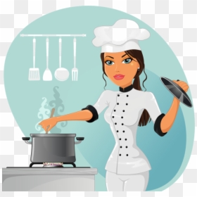 Cooking Chef Girl Cartoon, HD Png Download - woman cooking png