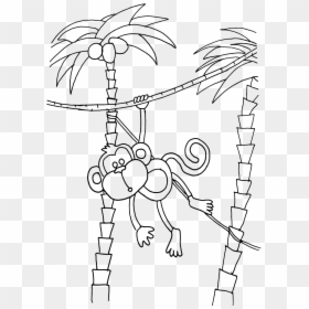 Hanging Monkey Tree Outline, HD Png Download - hanging monkey png