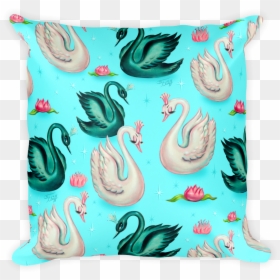 Swans With Tiaras On Aqua • Square Pillow - Textile, HD Png Download - tiaras png