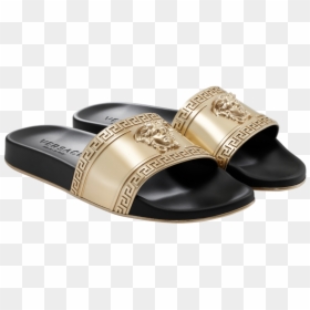 Versace Flip Flops Gold, HD Png Download - greek key png