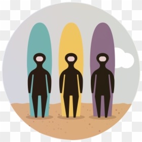 Four Person Lesson -&nbsp - Illustration, HD Png Download - surfboard silhouette png
