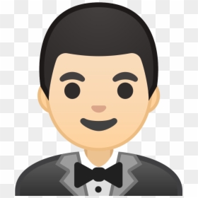 Man In Tuxedo Light Skin Tone Icon - Emoji Man Png, Transparent Png - boy icon png
