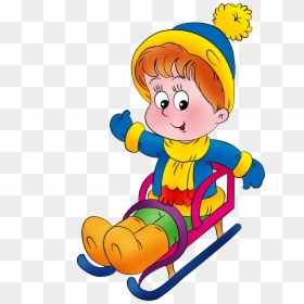 Winter Child Game Snowball Fight - Kid Sleigh Png, Transparent Png - sledding png