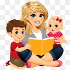 Babysitter Clipart, HD Png Download - children reading png
