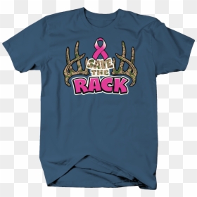 Save The Rack Breast Cancer Awareness Deer Hunting - T-shirt, HD Png Download - deer rack png