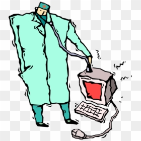 Vector Illustration Of Computer Repair Technician With - Illustration, HD Png Download - stethoscope png vector