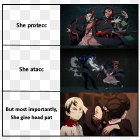 She Protec She Attac Nezuko, HD Png Download - anime demon png