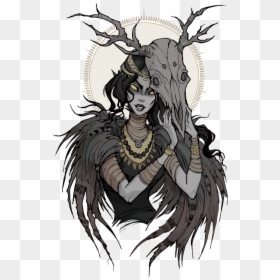 #woman #tribal #skull #skeleton #dark #black #watercolor - Anime Deer Skull Mask, HD Png Download - tribal skull png