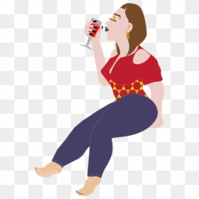 Transparent Girl Drinking Wine Clipart - Drinking Wine Woman Clip Art Illustration Transparent, HD Png Download - alcohol glass png