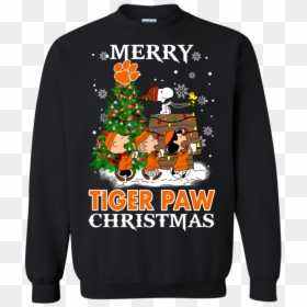 Merry Clemson Tiger Paw Christmas Snoopy Ugly Sweater - Christmas Jumper, HD Png Download - clemson tiger paw png