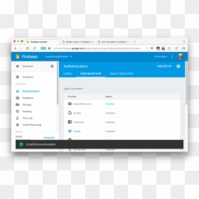 Enabled Email/password Authentication Scheme - Computer, HD Png Download - firebase png