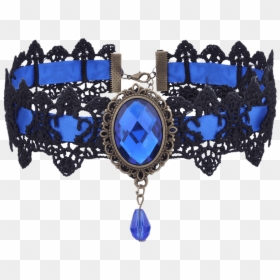 Gothic Artificial Gem Oval Lace Choker Necklace - Choker, HD Png Download - choker necklace png