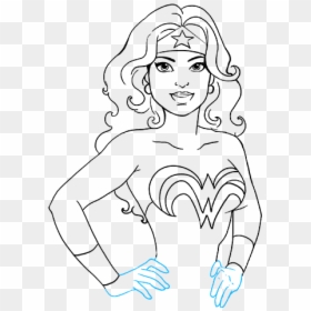 How To Draw Wonder Woman - Easy Drawing With Wonder Woman Bracelet, HD Png Download - womans face png