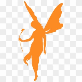 Orange Fairy Silhouette Transparent, HD Png Download - fairy vector png