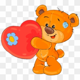 #urso #bear #coração #heart #❤ #🐻 - Animated Teddy Bear Holding Heart, HD Png Download - urso png