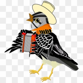 Bird Playing Accordion, HD Png Download - sparrow silhouette png