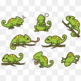 Vector De Dibujos Animados Camaleón - Chameleon Vector, HD Png Download - ramas vectores png