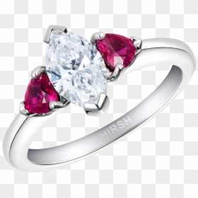 Trio Diamond And Ruby Ring - Pre-engagement Ring, HD Png Download - ruby heart png