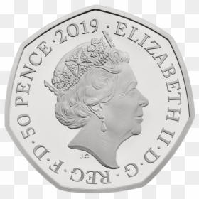2019 Uk Common Obverse 50p Base Proof Coin Tone - Coin, HD Png Download - pence png