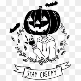 #blackandwhite #halloween #tattoo #tumblr #staycreepy - Aesthetic Halloween Drawings, HD Png Download - tumblr halloween png