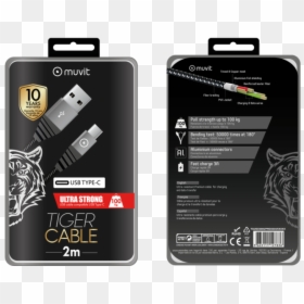 Muvit Tiger Cable Ultra Resistant Type-c 3a 2m Grey - Cable Muvit Tiger Ipad, HD Png Download - ultra mobile png