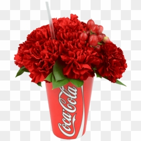 Red Coke Cup With Flowers - Coca Cola, HD Png Download - coca cola 2 litros png