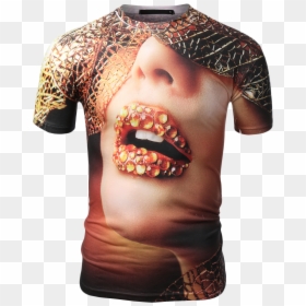Jeweled Lip Print Sublimation T-shirt - Png T Shirt Print, Transparent Png - tumblr photography png