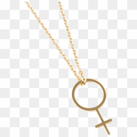 Gold Chain Necklace With Venus Symbol Charm - Venus Symbol Pendant, HD Png Download - venus symbol png