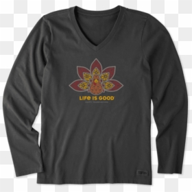 Women"s Thanksgiving Mandala Long Sleeve Crusher Vee - Womens Thanksgiving Shirts Funny, HD Png Download - thankful react png