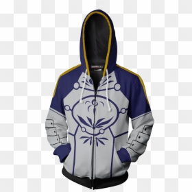 Fate Stay Night Saber Hoodie Cosplay Jacket Zip Up - Sudadera De Ben 10, HD Png Download - saber fate png