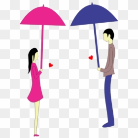 Man And Woman With Umbrellas, HD Png Download - woman stick figure png