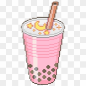 #batido #milkshake #pink #cool #tumblr #aesthetic - Bubble Tea Pixel Png, Transparent Png - batidos png