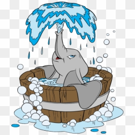 Baby Elephant Clip Art The Cliparts - Elephant In Bath Cartoon, HD Png Download - baby elephant clipart png