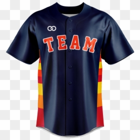 Navy With Red Orange And Gold Stripes Baseball Jersey - Baseball Uniform, HD Png Download - baseball jersey png