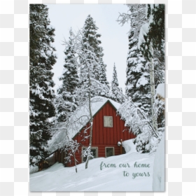 Red Hous In The Snow Greeting - Snow House, HD Png Download - snow forest png