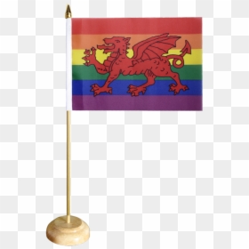 Rainbow With Welsh Dragon Table Flag - Flag, HD Png Download - welsh dragon png