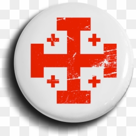 Jerusalem Cross Button - Drapeau Chrétien, HD Png Download - jerusalem cross png