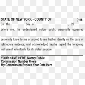 Notary Acknowledgement Sample Ny, HD Png Download - new york stamp png