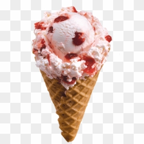 Strawberry Cone Ice Cream, HD Png Download - ice cream png