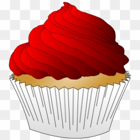 Vanilla Cupcake With Red Frosting, HD Png Download - cupcake png