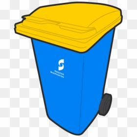 Blue And Yellow Recycling Bin, HD Png Download - trash can png