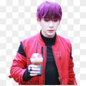 Monsta X Wonho Purple Hair, HD Png Download - monsta x png
